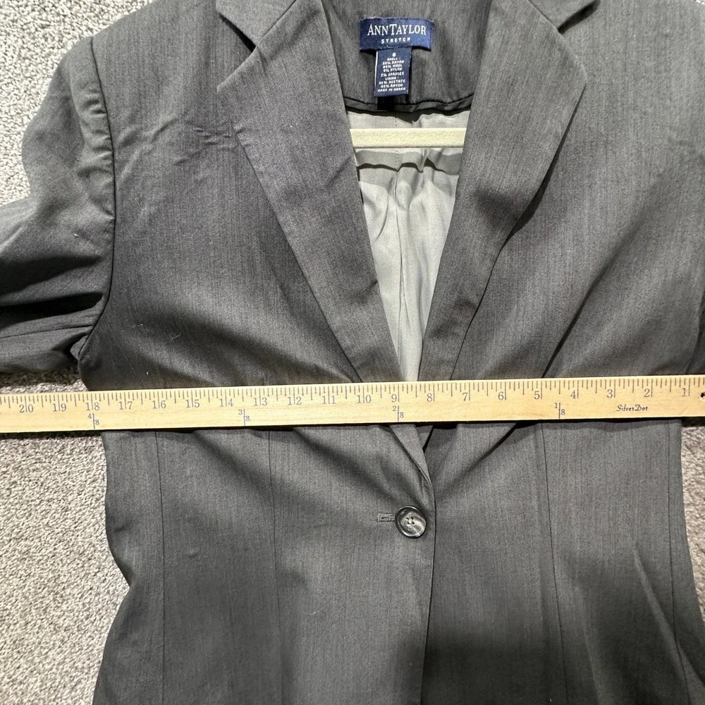 Ann Taylor Blazer Jacket Women 6 Gray Single Button Business Career Notch‎ Lapel - Picture 4 of 11